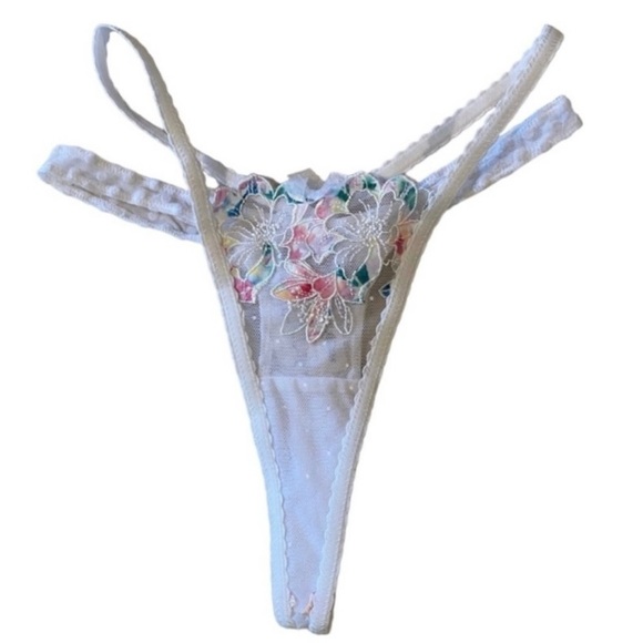 For Love and Lemons Outline Floral Thong Panty Size XXSmall - Picture 5 of 9